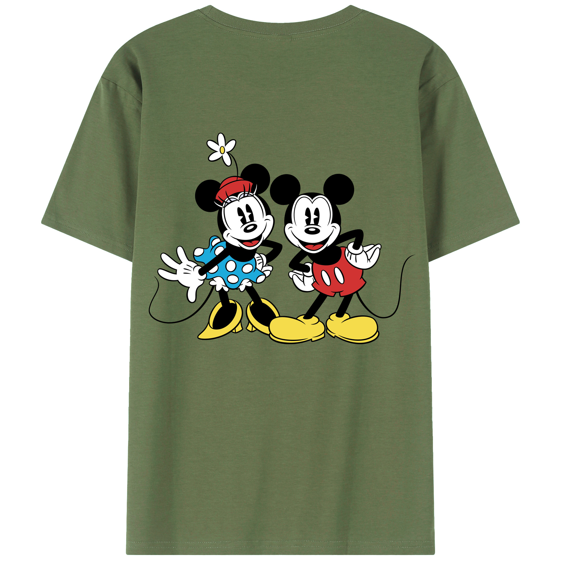 ミッキーマウス Mickey Mouse 綿100％ メンズ半袖Tシャツ（バックプリント） 通気性